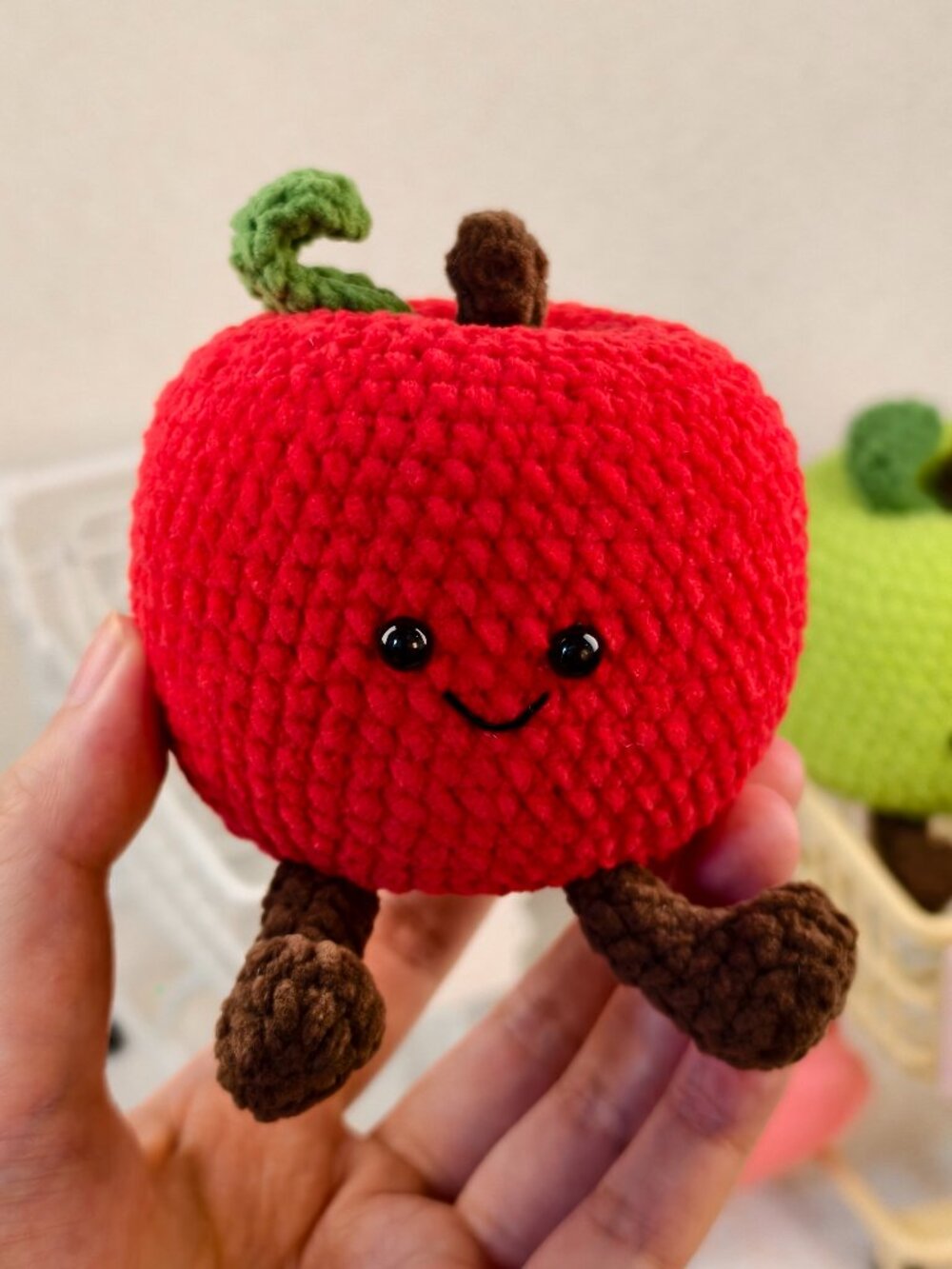 Handmade Amigurumi Crochet Red Apple Plushie
